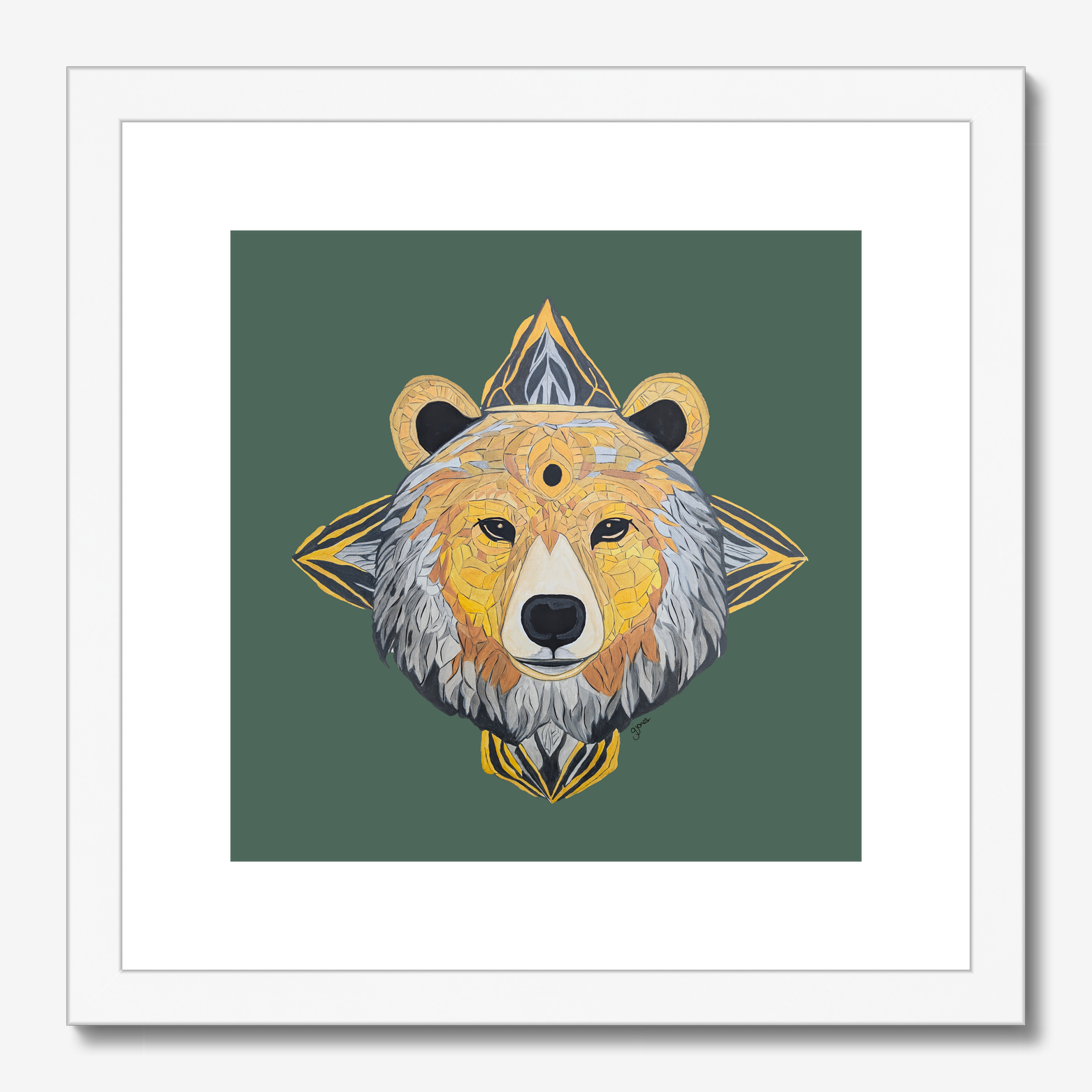 Fine Art Prints - Protection - Bear - Power Animal Collection Monochrome Art by Gemma Jones