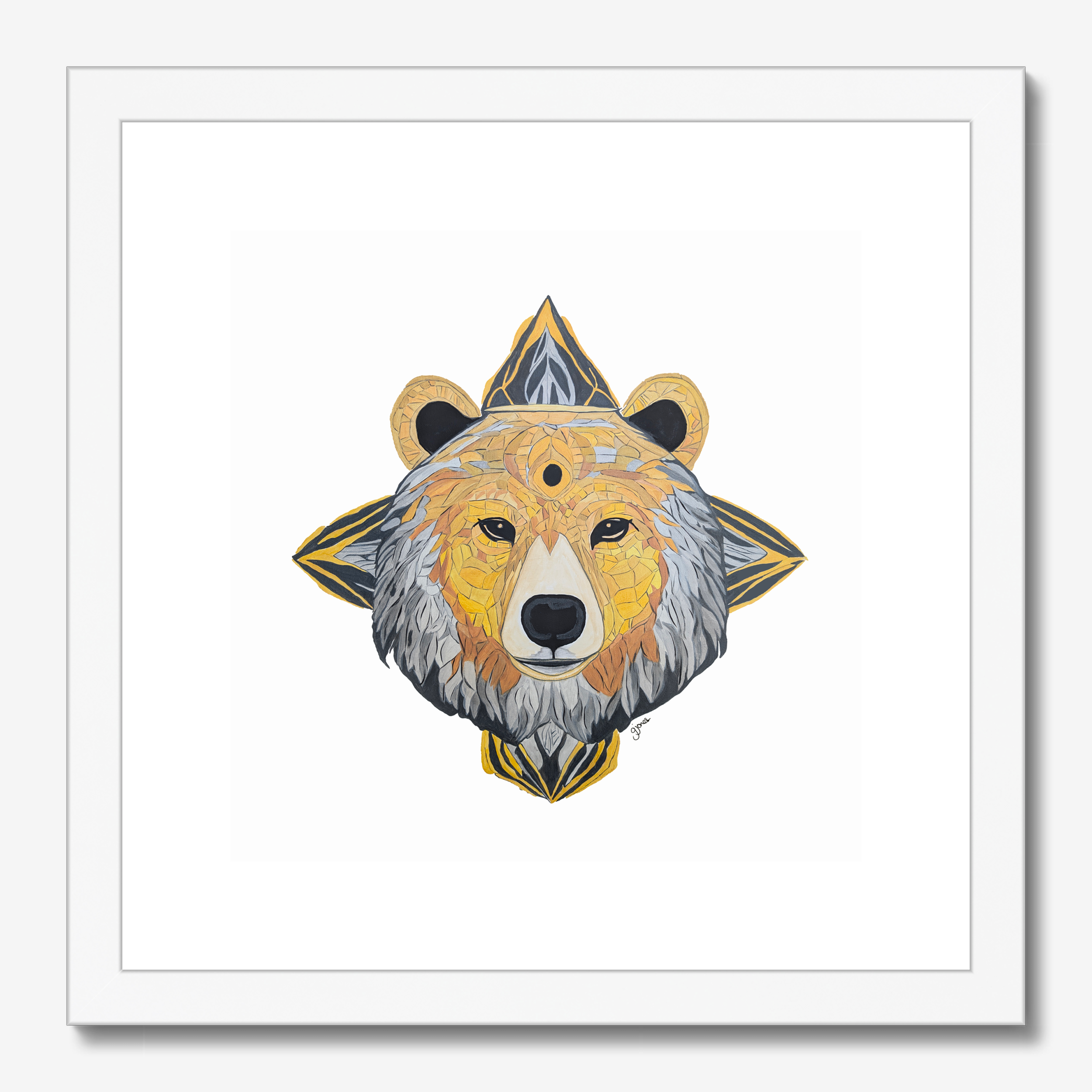 Fine Art Prints - Protection - Bear - Power Animal Collection Monochrome Art by Gemma Jones
