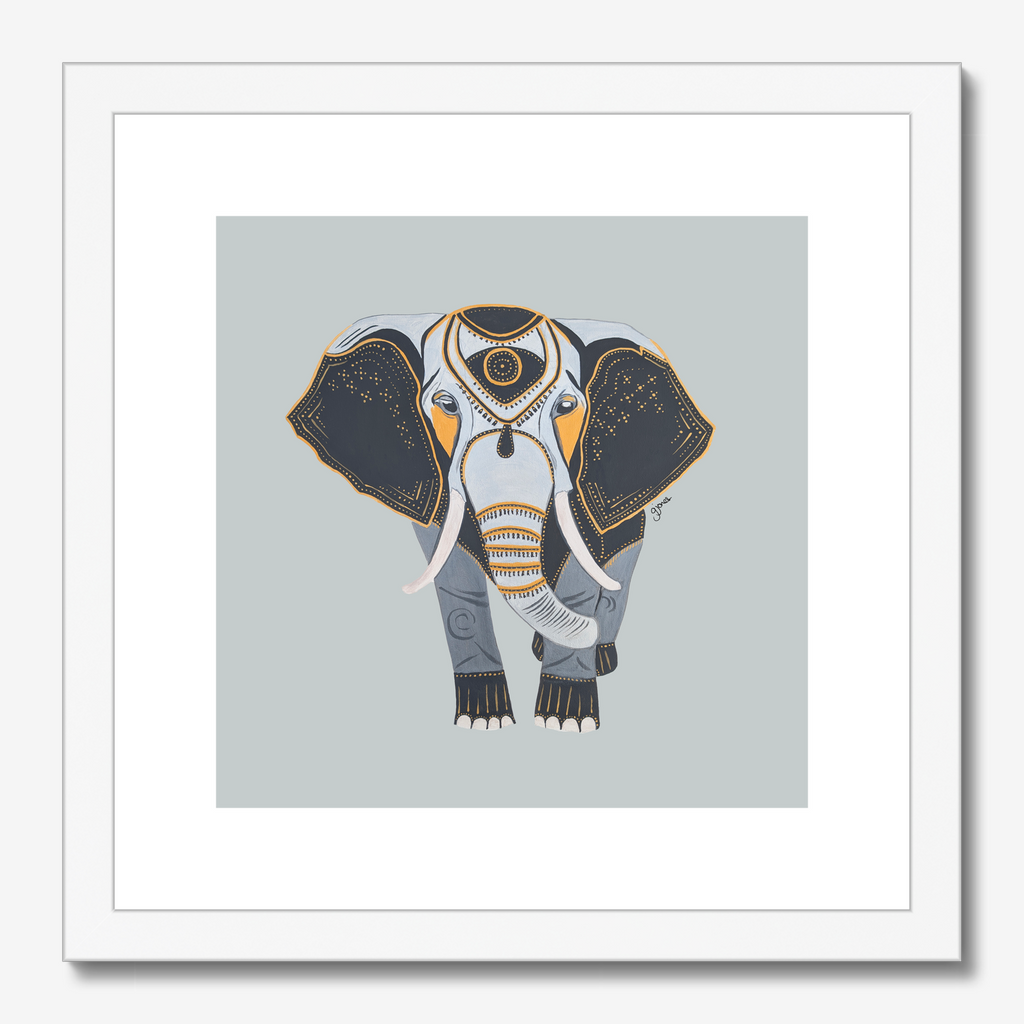 Fine Art Prints- Wisdom - Elephant - Power Animal Collection Monochrome Art by Gemma Jones