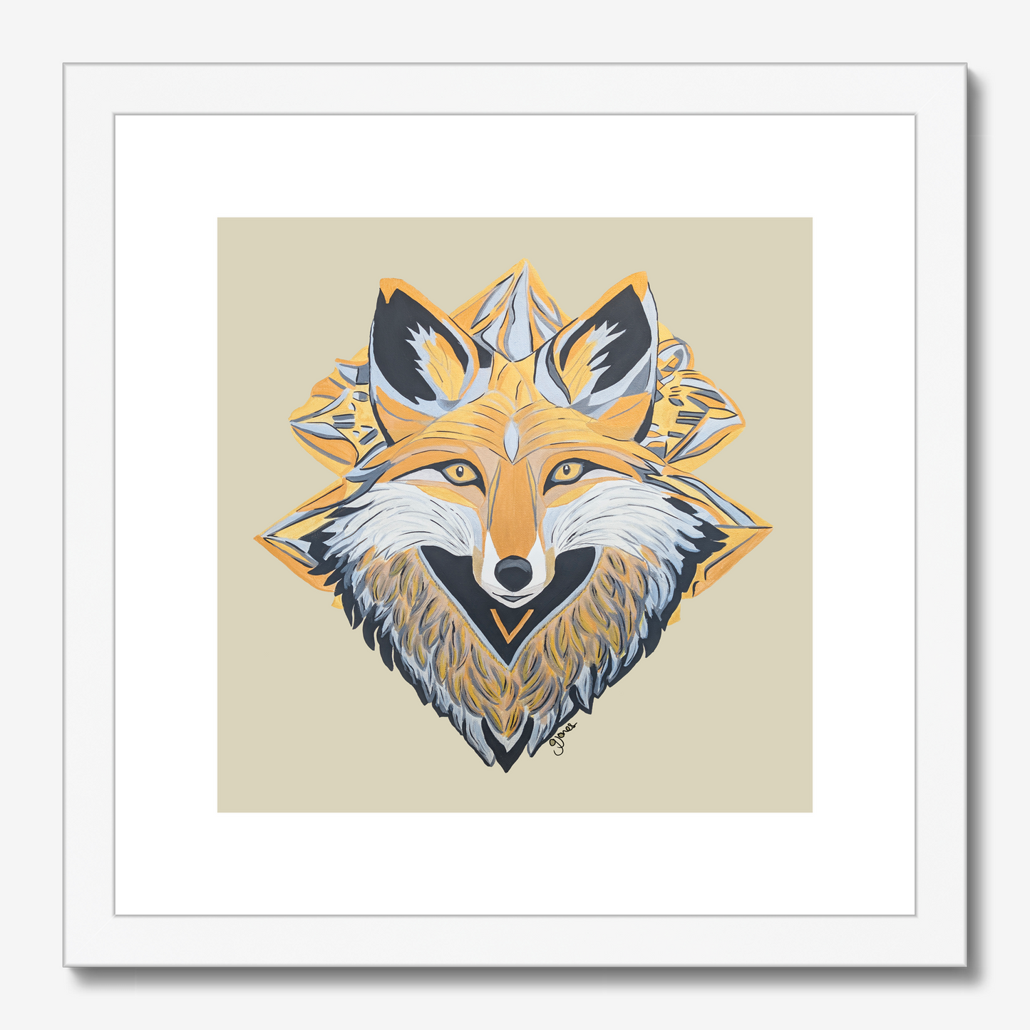 Fine Art Prints-Grace - Fox - Power Animal Collection Monochrome Art by Gemma Jones