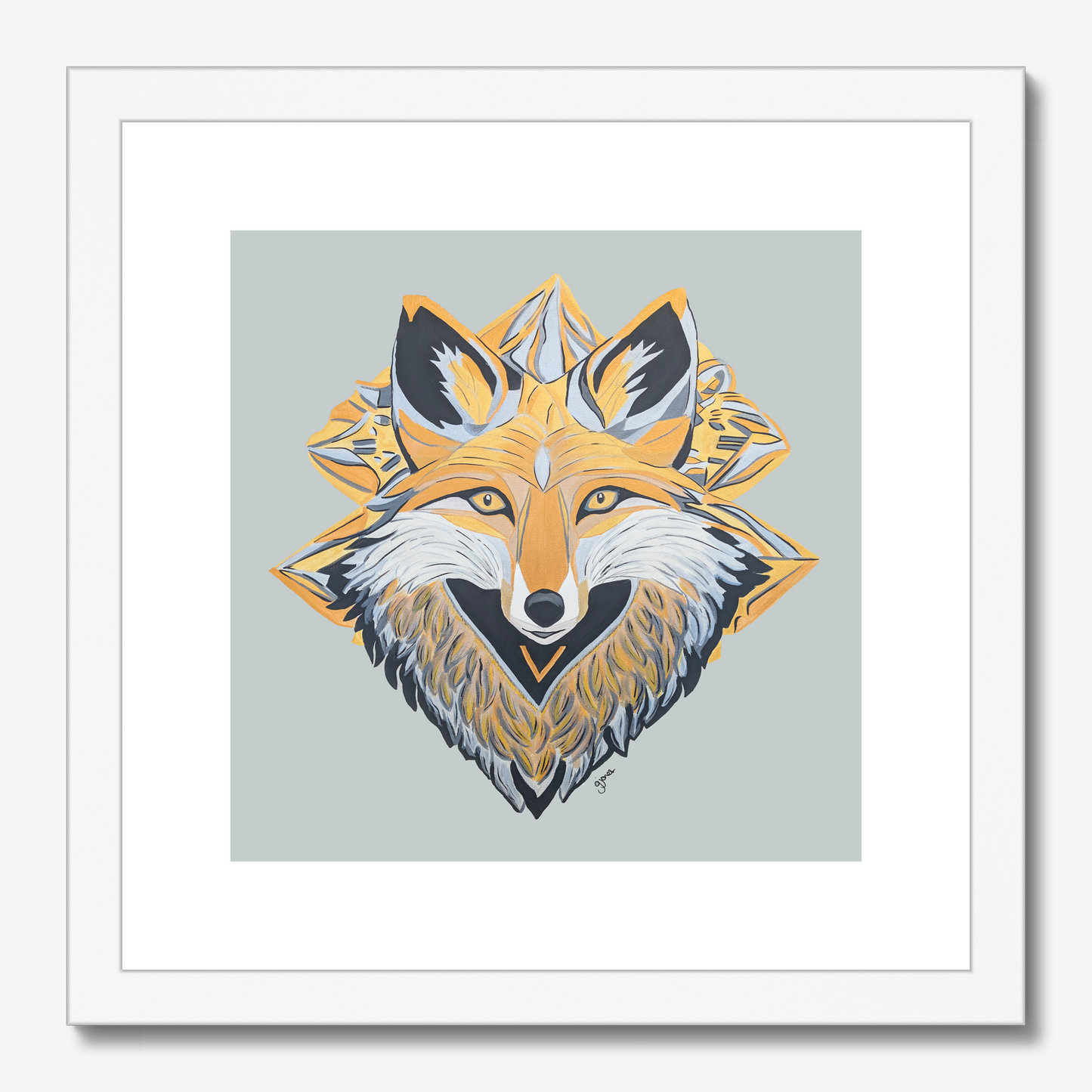 Fine Art Prints-Grace - Fox - Power Animal Collection Monochrome Art by Gemma Jones