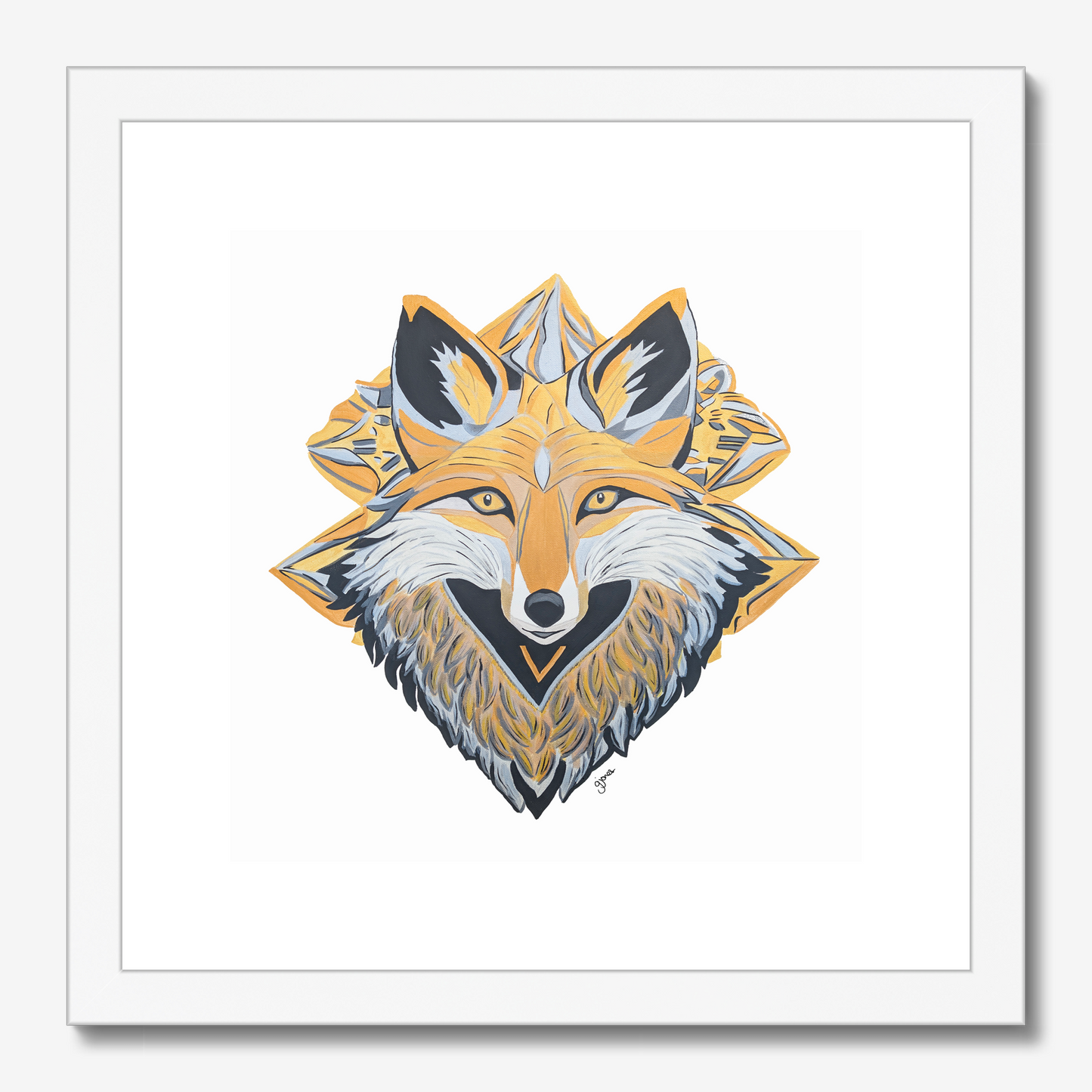 Fine Art Prints-Grace - Fox - Power Animal Collection Monochrome Art by Gemma Jones