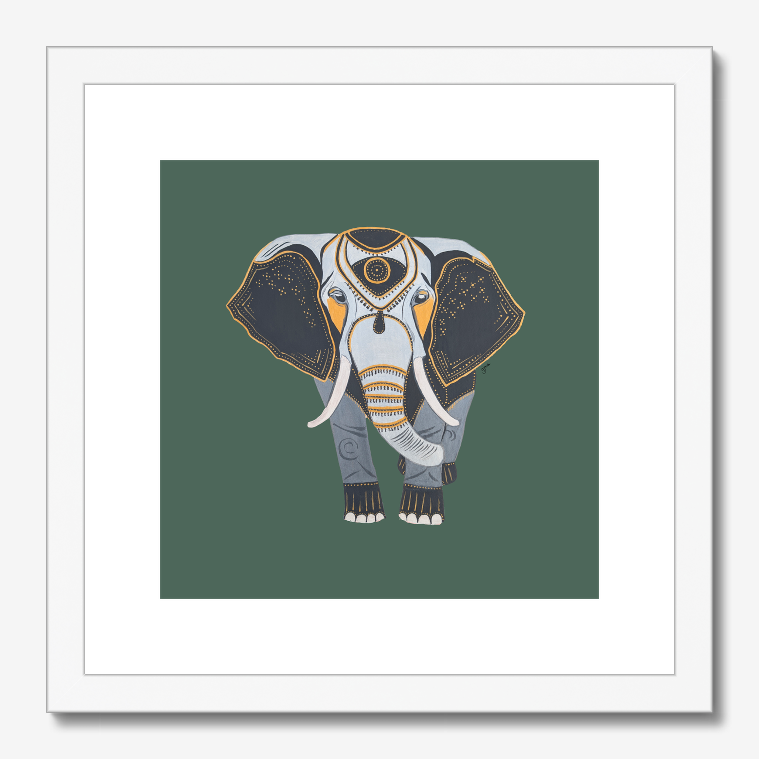 Fine Art Prints- Wisdom - Elephant - Power Animal Collection Monochrome Art by Gemma Jones
