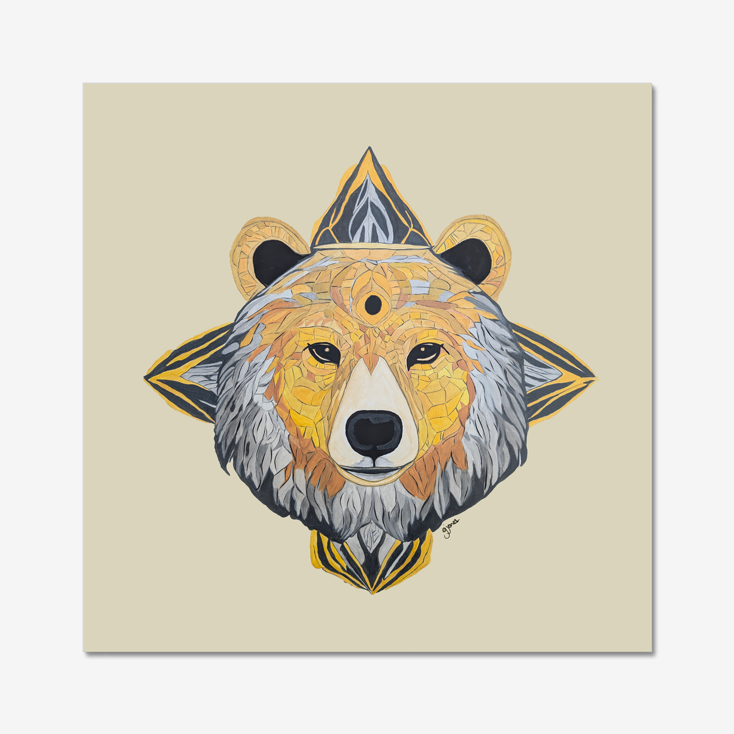 Fine Art Prints - Protection - Bear - Power Animal Collection Monochrome Art by Gemma Jones