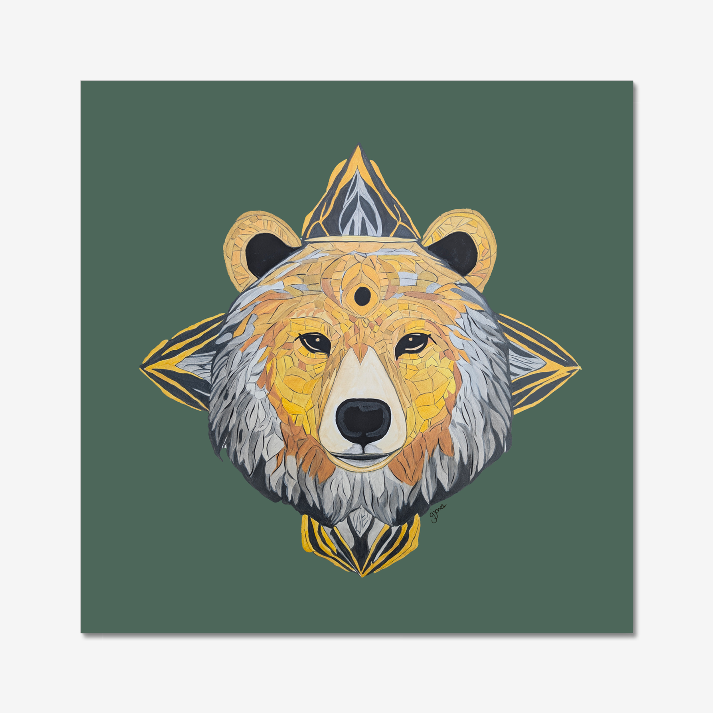 Fine Art Prints - Protection - Bear - Power Animal Collection Monochrome Art by Gemma Jones