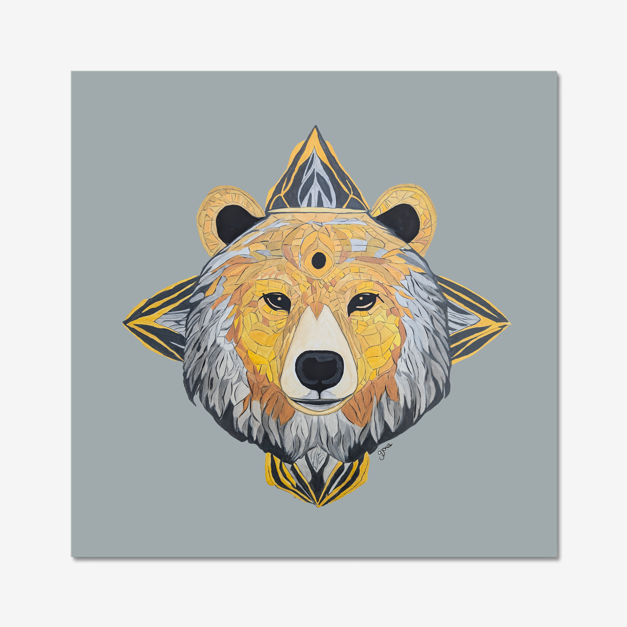 Fine Art Prints - Protection - Bear - Power Animal Collection Monochrome Art by Gemma Jones