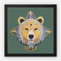 Framed Canvas Prints - Protection - Bear - Power Animal Collection Monochrome Art by Gemma Jones