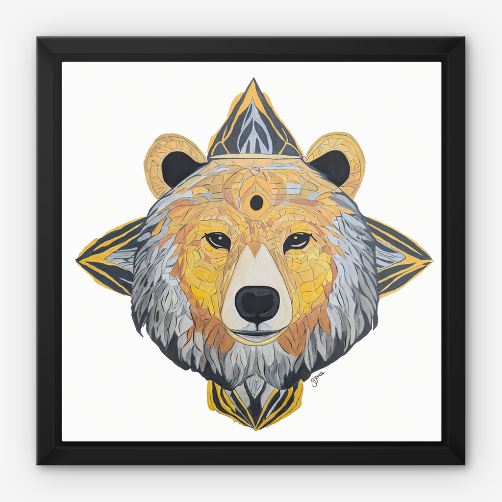Framed Canvas Prints - Protection - Bear - Power Animal Collection Monochrome Art by Gemma Jones